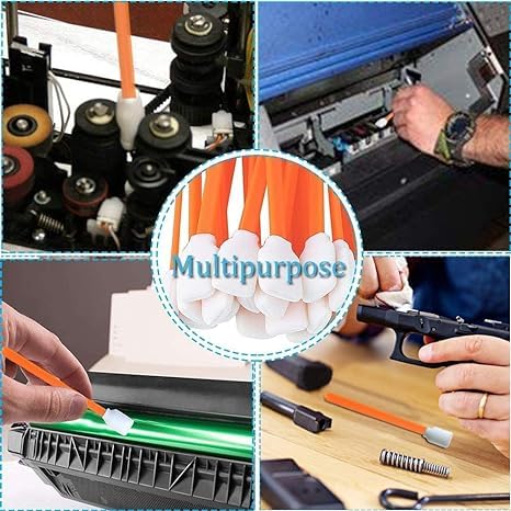 (100 PCS) 5.11" Square Rectangle Foam Cleaning Swab Sticks(50 PCS Orange+50 PCS Blue)