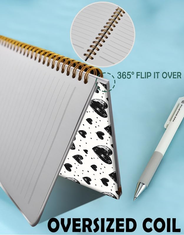 Spiral Journal Notebook for Women,A5 College Ruled Notebooks 6"x 8.4", 120 Pages (60 Sheets) Lined Journal with Premium Thick Paper,Perfect for School Office Home(Love Heart)