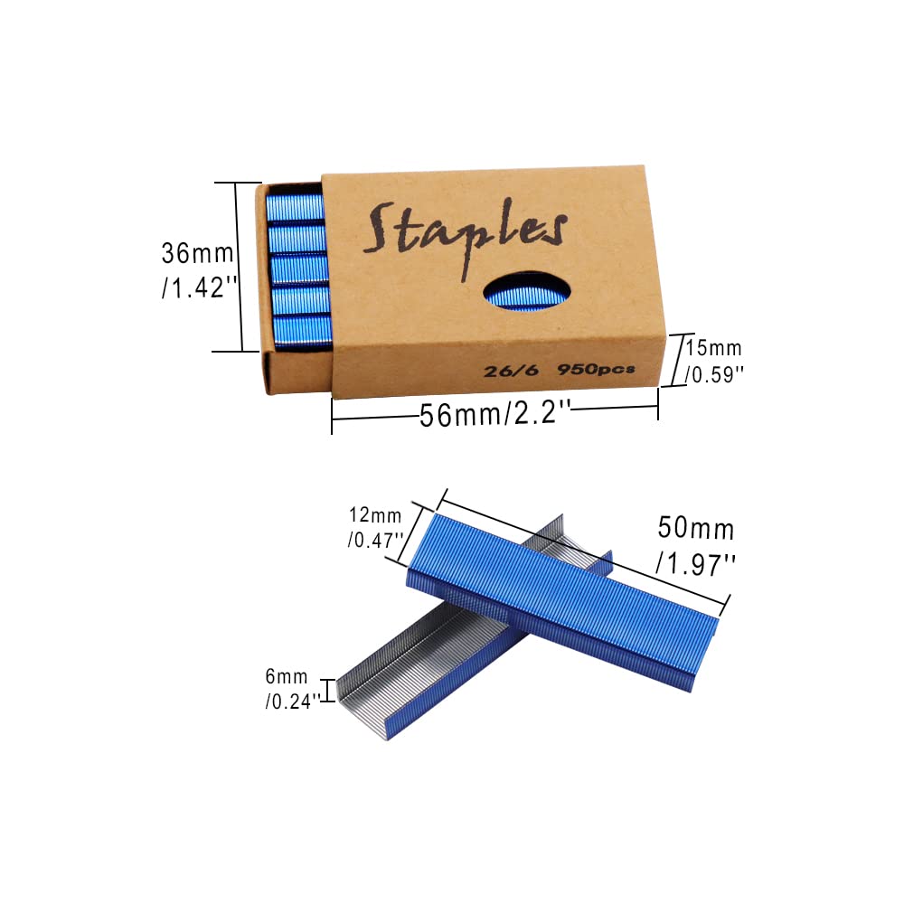 NatSumeBasics 3000 Blue Staples 26/6 Standard Colored Staple Refill for Desk Stapler, 1000 Per Pack, Total 3 Pack Staples (Blue)