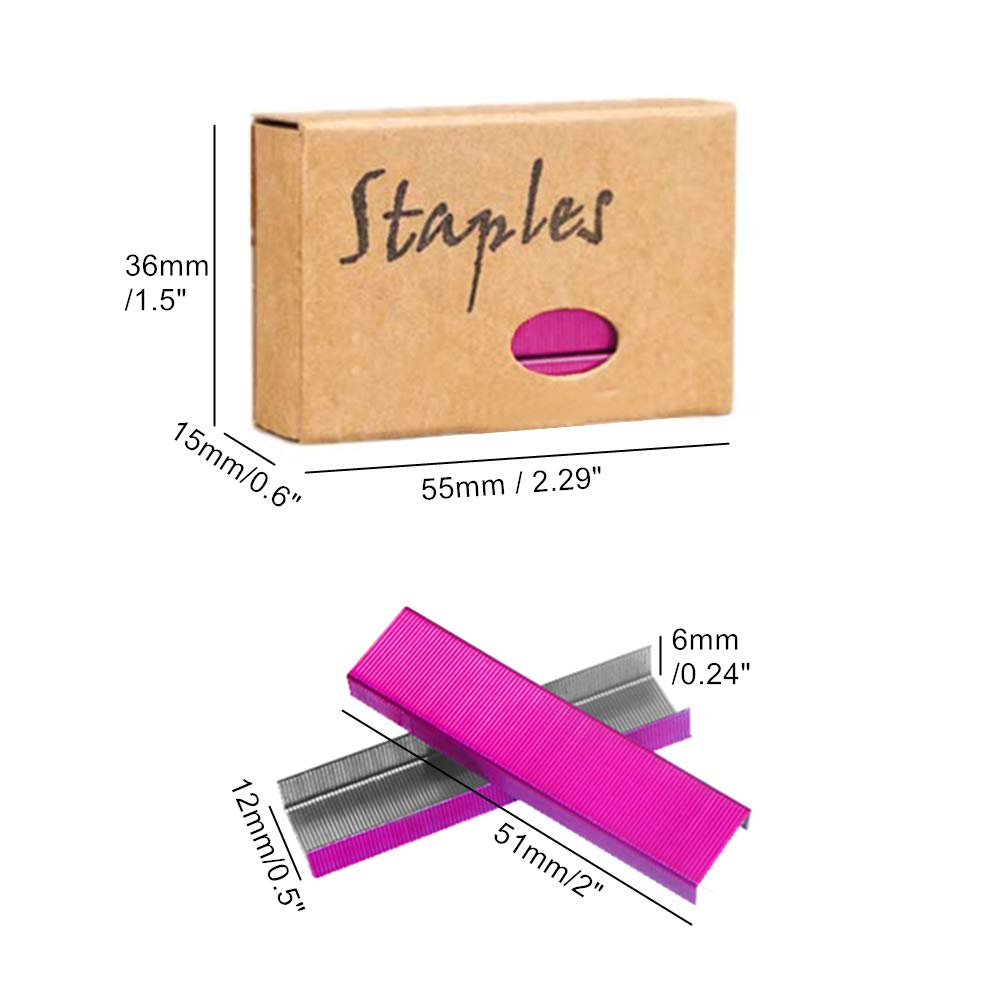 NatSumeBasics 6000 Rose Red Staples Colored Staples for 26/6 Standard Desk Manual Stapler Refill, School Office Supplies Accessories (Rose Red)