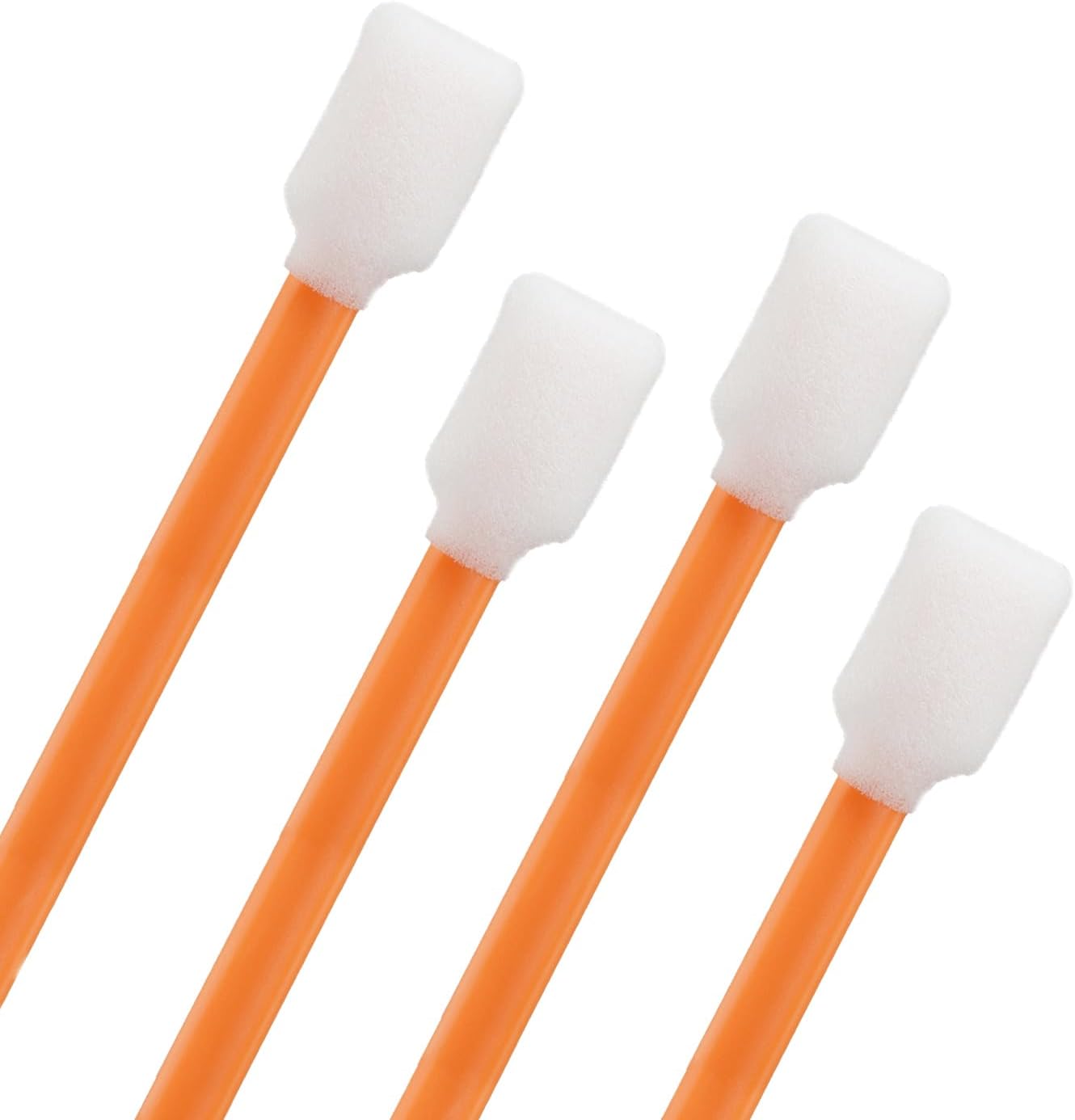 (100pcs) 5.11" Square Rectangle Foam Cleaning Swab Sticks-Orange