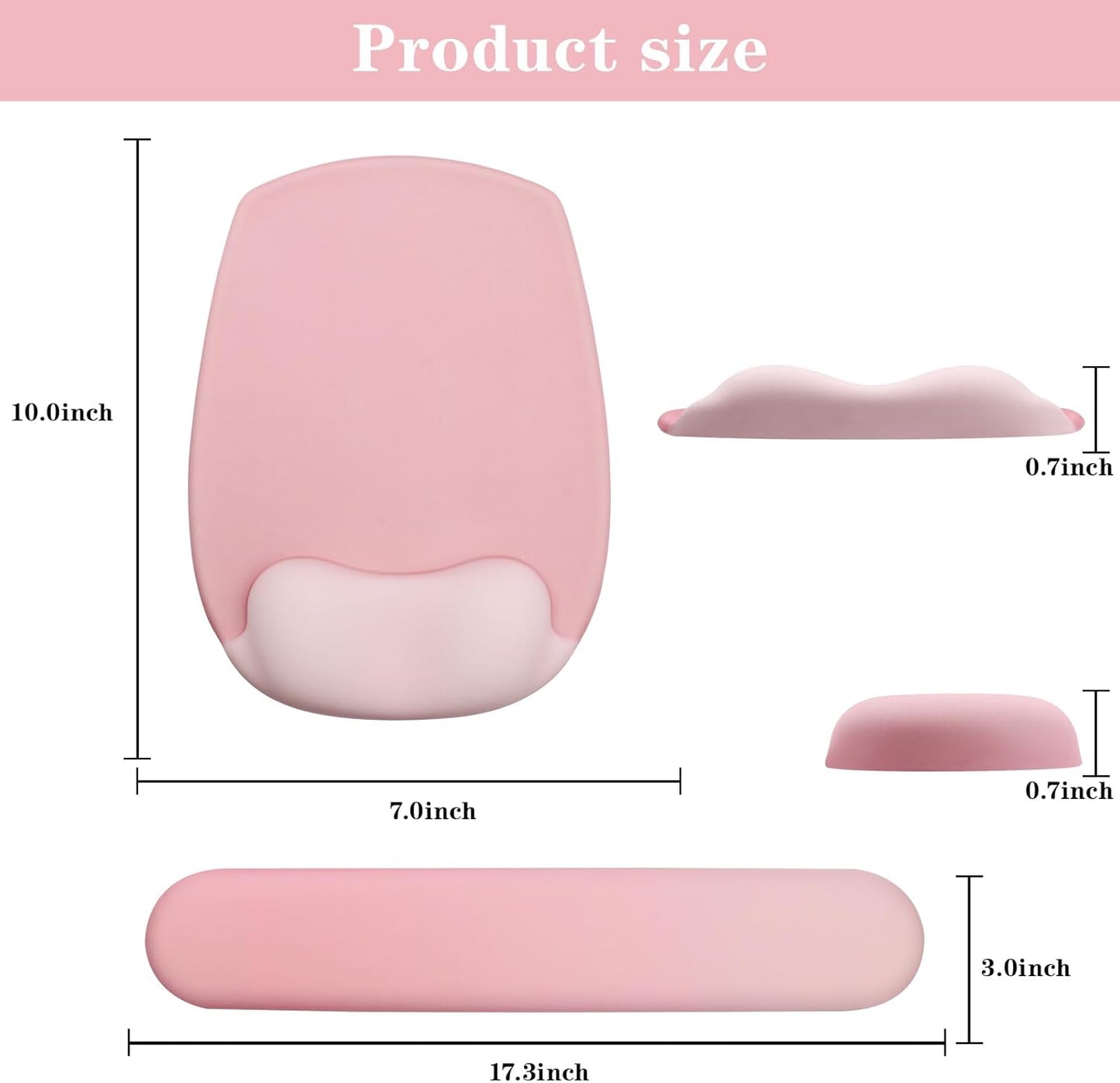 Wrist Rest Support for Mouse Pad and Keyboard Set, Ergonomic Gel Computer Keyboard Wrist Rest with Memory Foam for Long Hours of Work, Gaming, Studying-Relieve Wrist Pain (Pink)