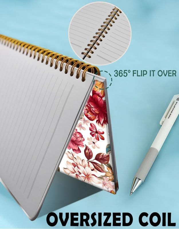 Spiral Journal Notebook for Women,A5 College Ruled Notebooks 6"x 8.4", 120 Pages (60 Sheets) Lined Journal with Premium Thick Paper,Perfect for School Office Home(Flower Leaf Beautiful)