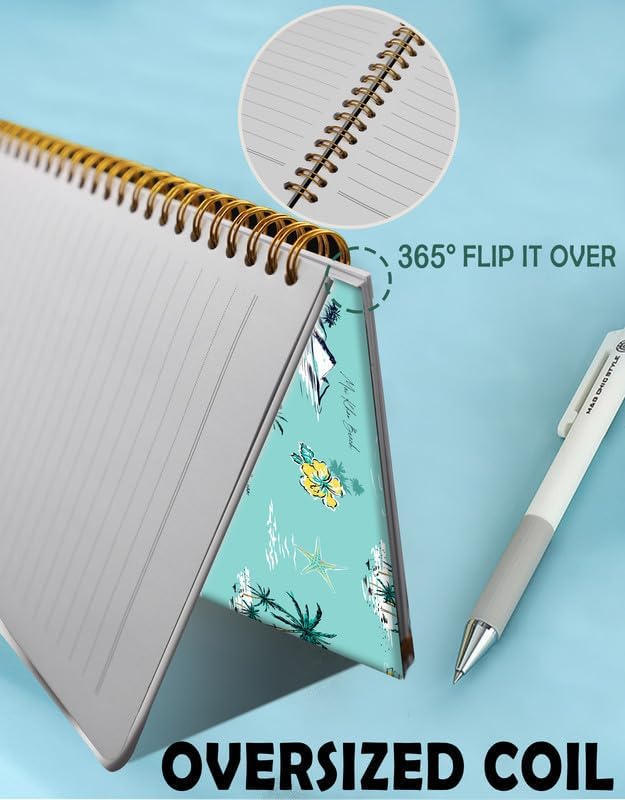 Spiral Journal Notebook for Women,A5 College Ruled Notebooks 6"x 8.4", 120 Pages (60 Sheets) Lined Journal with Premium Thick Paper,Perfect for School Office Home(Tropical Beach)