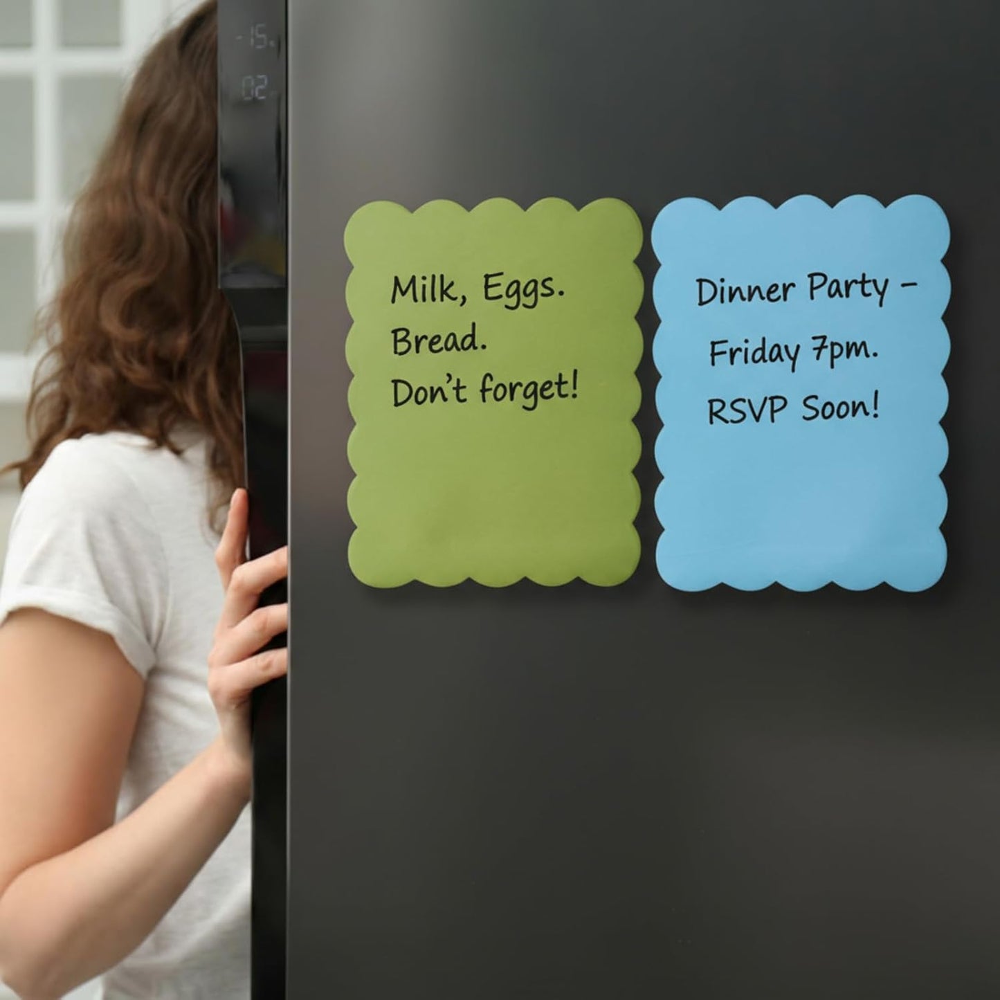 Eaasty 8 Pack 8 x 6 Inch Large Scalloped Sticky Notes Bright Colors Self Sticky Note Pads Cute Aesthetic Colorful Wavy for School Office Supplies, 30 Sheets/Pad, Total 240 Sheets