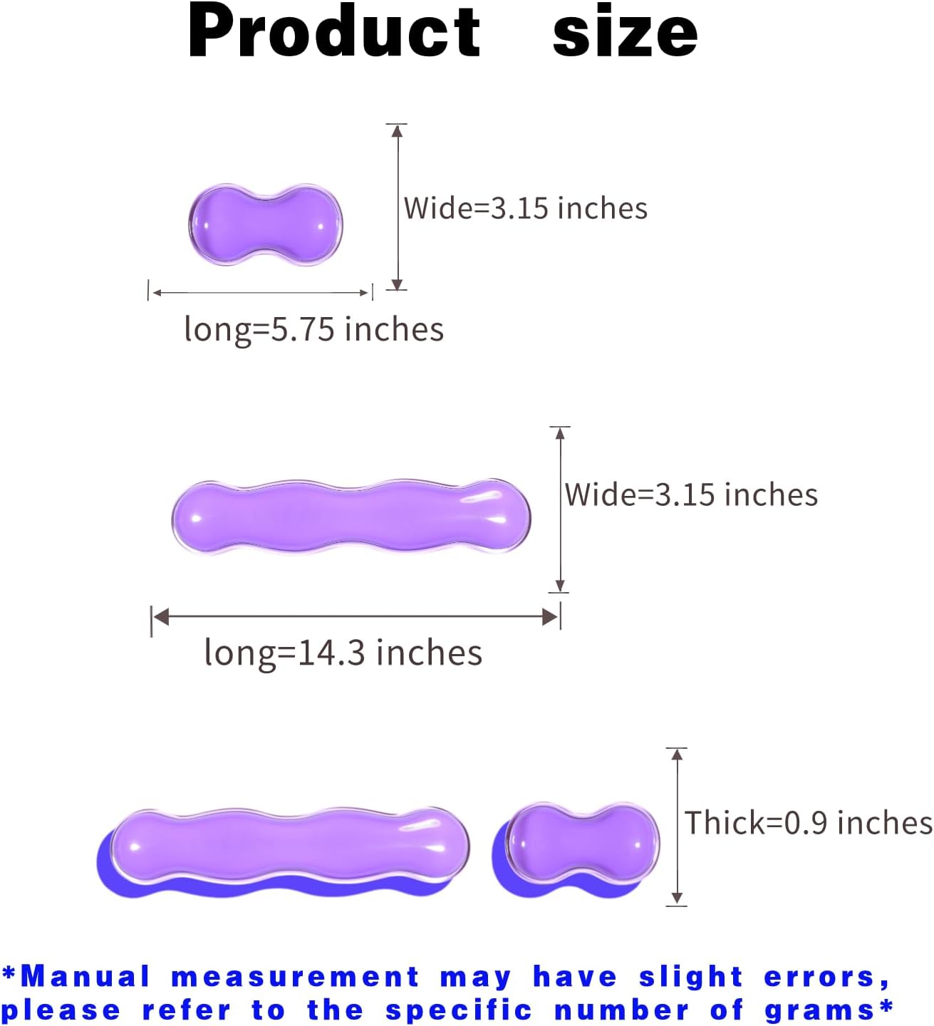 Clear Purple Gel Wrist Rest Set for Keyboard & Mouse - Ergonomic Non-Slip Silicone Pads with Cooling Support, 14.3"+5.75" Dual-Size, Hand Washable for Office, Gaming, Study (Pain Relief Gift)