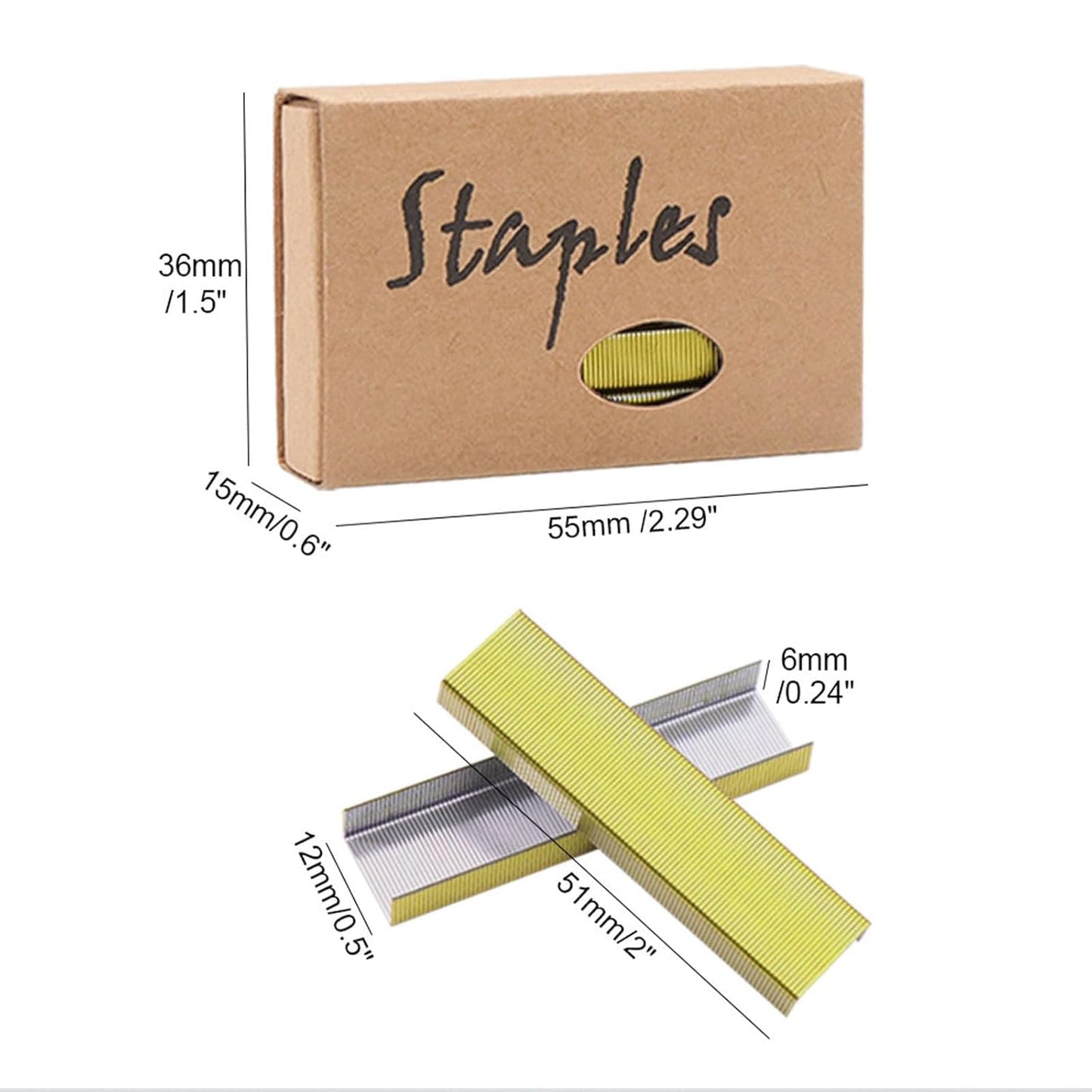 NatSumeBasics 6000 Pure Gold Staples Yellow Colored Staples for 26/6 Standard Stapler Refill Staple, School Office Supplies Accessories (Yellow)