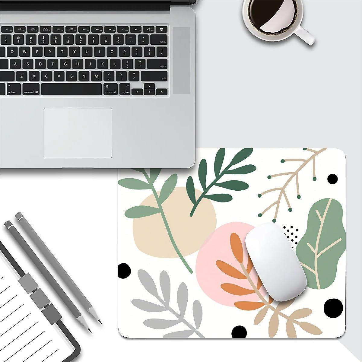 Square Mouse Pad Tropical Plants, Personalized Premium-Textured Custom Mouse Mat Design, Washable Mousepad Cloth, Non-Slip Rubber Base Computer Mouse Pads for Wireless Mouse