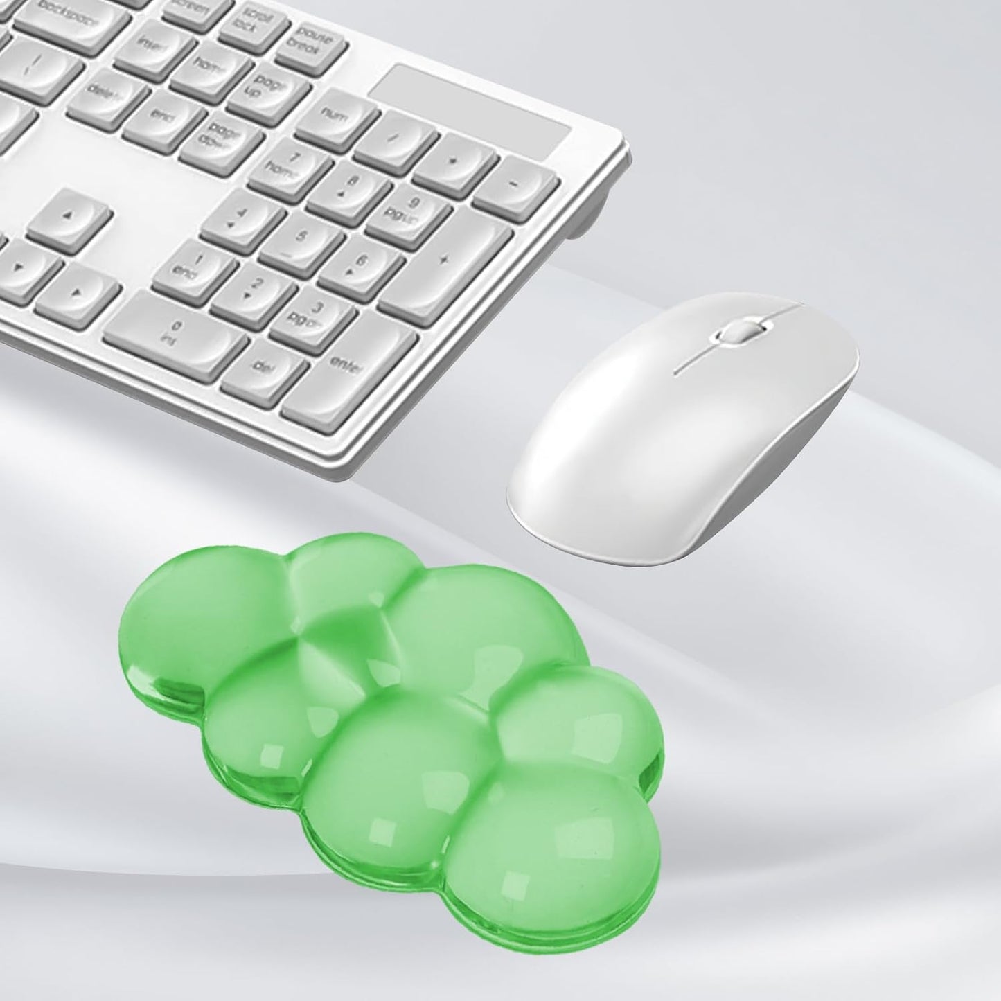 Gel Cloud Mouse Wrist Rest, Cute Wrist Support and Arm Support for Mouse Rest Typing Pain Relief,Suitable for Office/Computer/Laptop/Gaming (Transparent Green)