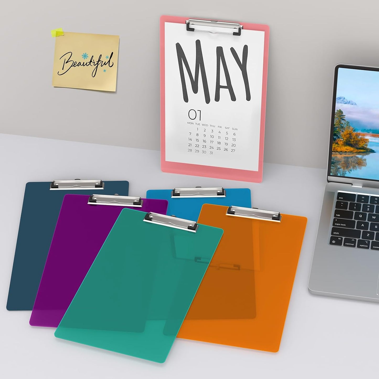 Legal Size Clipboard Set of 6, 8.5 x 14 Colored Plastic Long Clip Board with Low Profile Clip, 9 x 15 in, Suitable for Legal Lawers and Business, School & Office Supplies