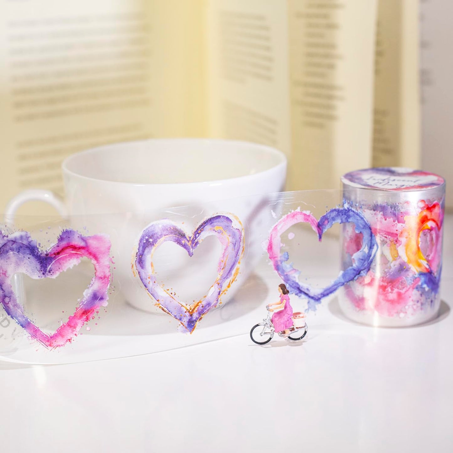 Alideco 6pcs Decorative Adhesive Tapes Vintage Watercolor Swoosh Border PET Tape Great for Bullet Journal Supplies, Arts, Scrapbook, DIY Crafts, Planners (huancaibianji)