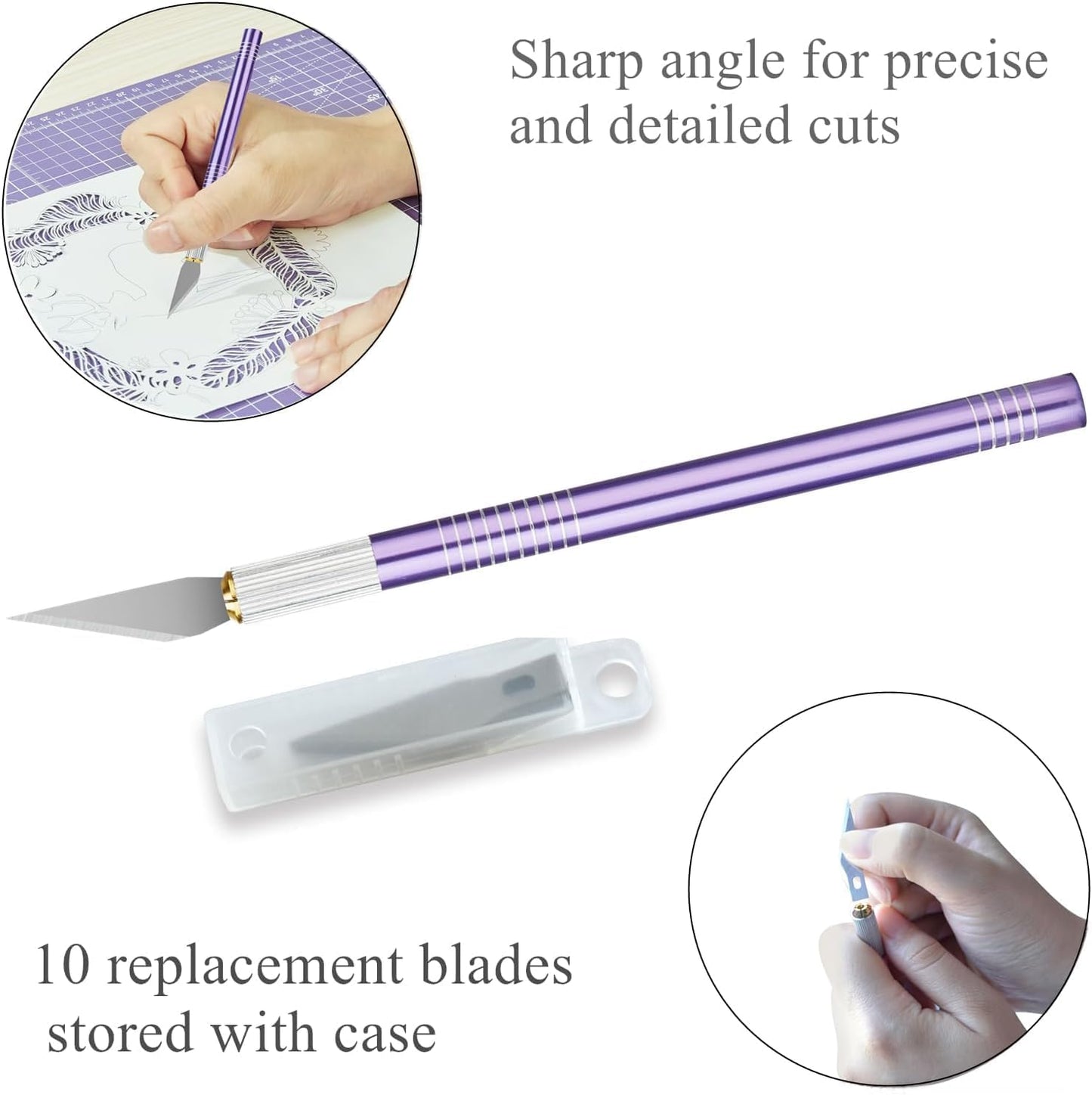 Headley Tools 39 Pcs Rotary Cutter Set - Quilting Kit incl. 45mm Fabric Cutter with 5 Extra Blades, A4 Cutting Mat, 2 Craft Knife Set, Sewing Clips, Ideal for Crafting, Sewing, Patchworking Purple