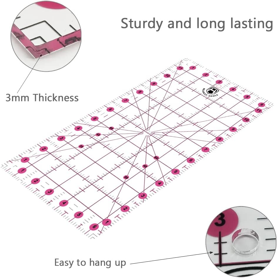 Headley Tools Rotary Cutter Set - 45mm Fabric Cutter, 5 Replacement Rotary Blades, A3 Cutting Mat, Quilting Ruler and Sewing Clips, Craft Knife Set, Ideal for Crafting, Sewing, Patchworking, Pink