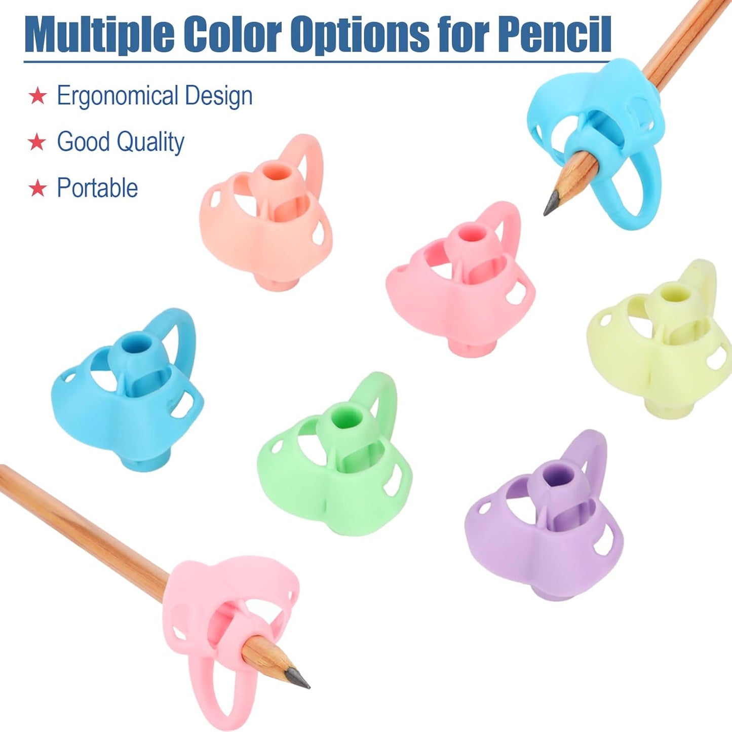 15 Pcs Pencil Grips with 3 Finger Rings for Kids Handwriting, 6 Colors Pencil Holders for Toddler Writing Tool, Ergonomic Pencil Gripper Cushions for Preschooler Needs in Classroom