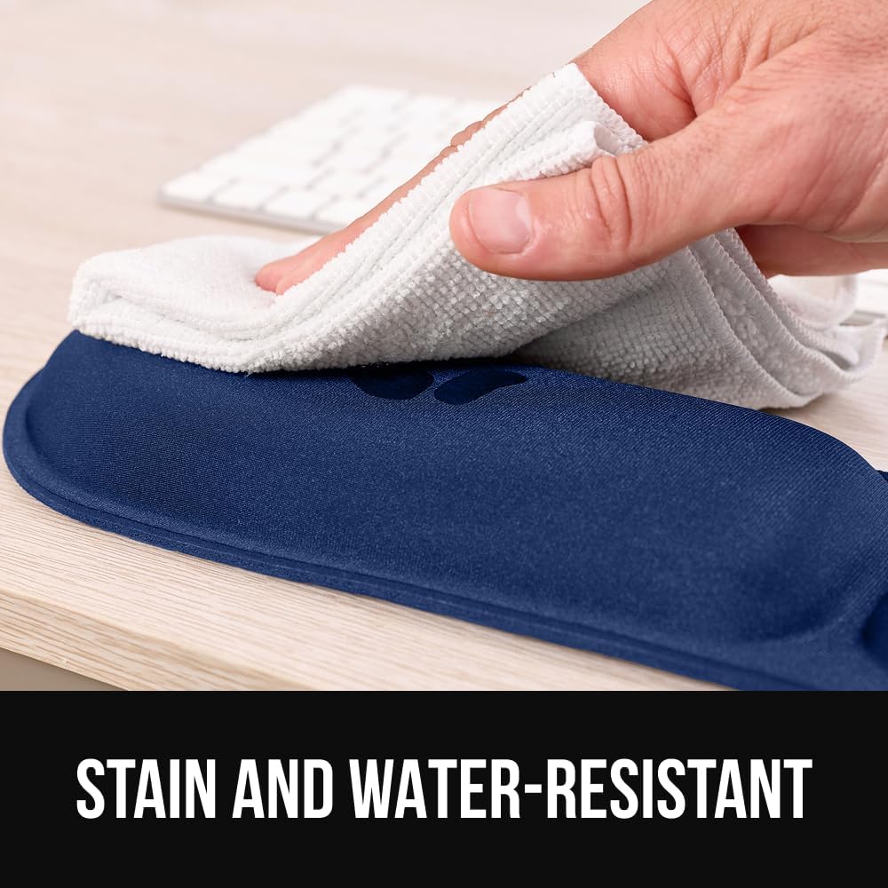 GORILLA GRIP Silky Memory Foam Keyboard Wrist Rest and Mouse Pad for Computer, Ergonomic Typing Support, Desk Office Supplies Gaming Accessories, Hand & Arm Mousepad Cushions and Coaster Set Navy Blue