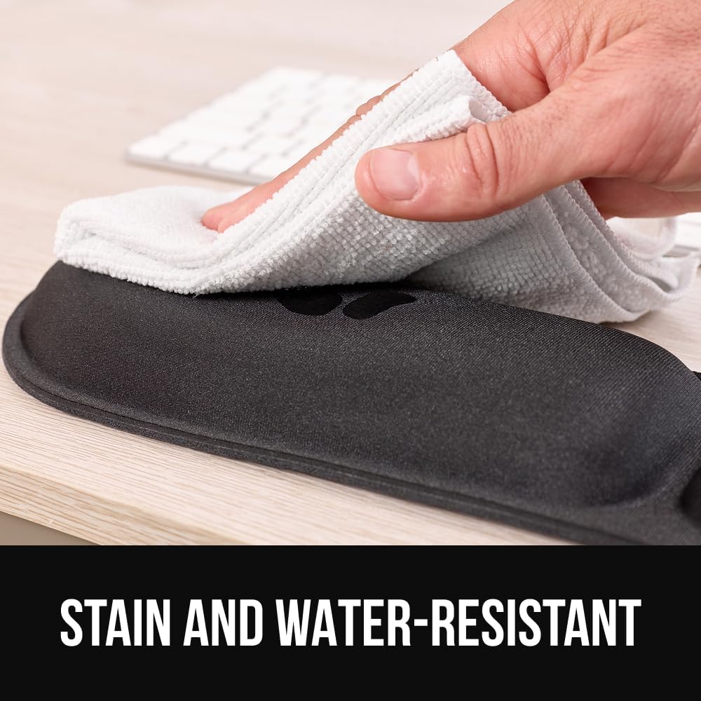 GORILLA GRIP Silky Memory Foam Keyboard Wrist Rest for Computer and Mouse, Typing Support Pad, Desk Office Supplies, Gaming Accessories, Hand & Arm Mousepad Cushion and Coaster, Stocking Stuffer Black