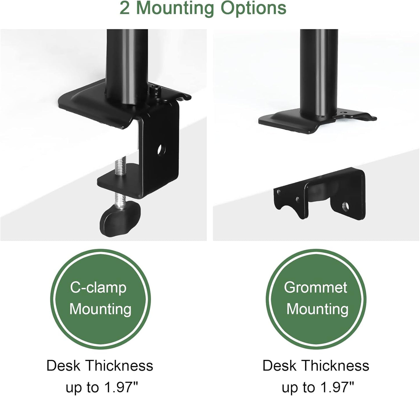 Monitor and Laptop Mount, Monitor Arm with Vented Tray for 13" to 27" LCD Computer Screens and Notebook up to 17 inch, Fully Adjustable Laptop Mount Stand Holds up to 17.6lbs