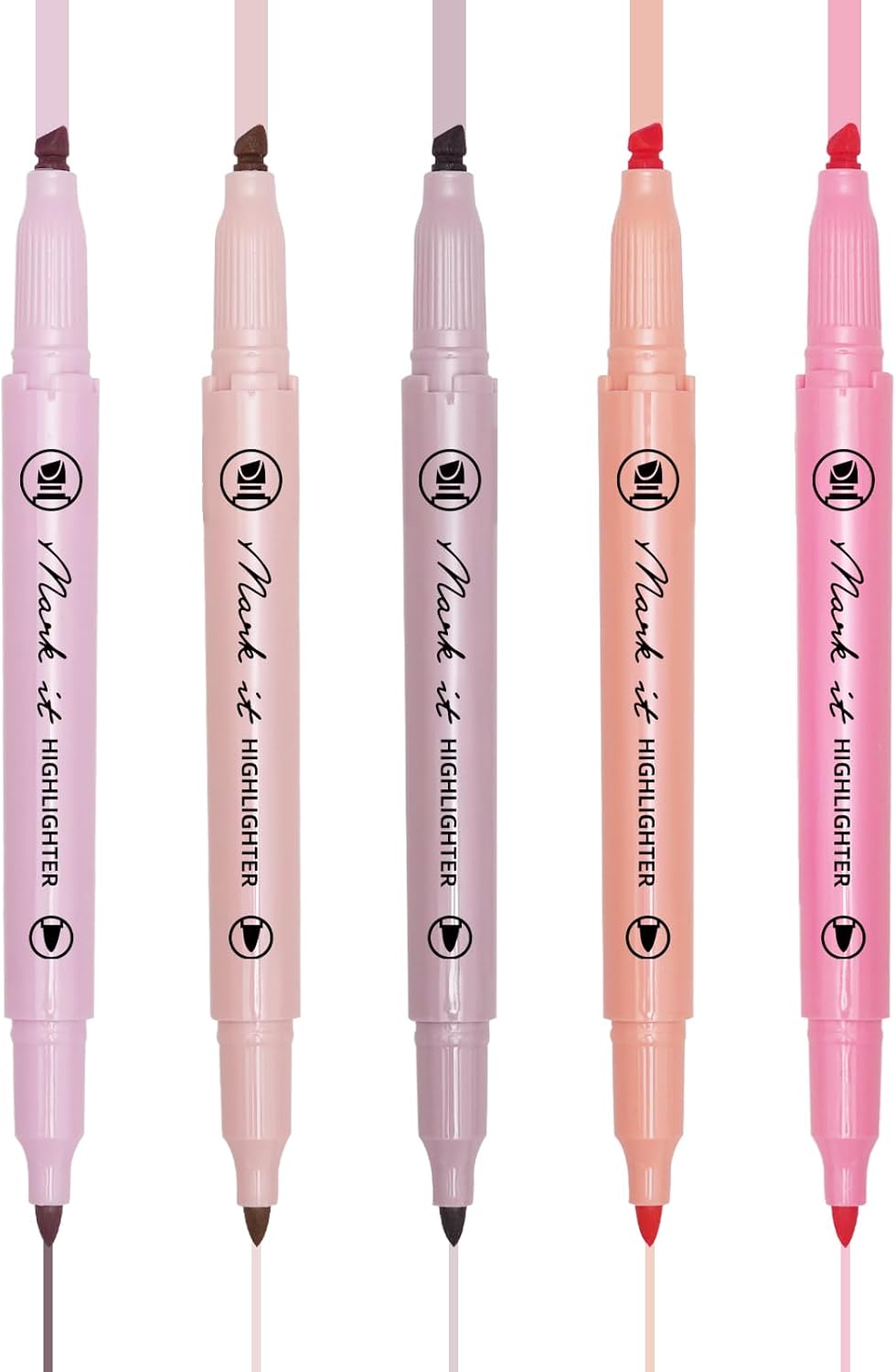 Pink Highlighters, 5 Pack Aesthetic Bible Highlighters No Bleed, Pastel Highlighter Assorted Colors, Cute Highlighter Dual Tip For Journaling Supplies, Bible Study And School Accessories