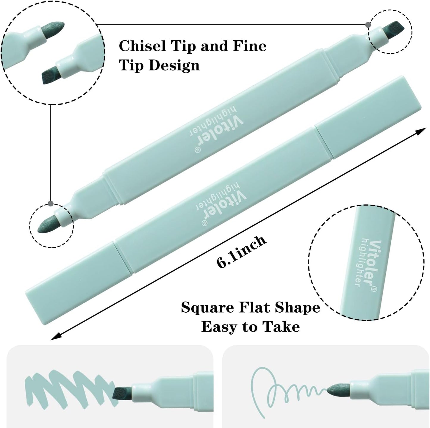 Vitoler Highlighters Pastel,8 Pack Chisel & Fine Tips Bible Highlighters,Soft Tip Highlighter Set for School Office Supplies