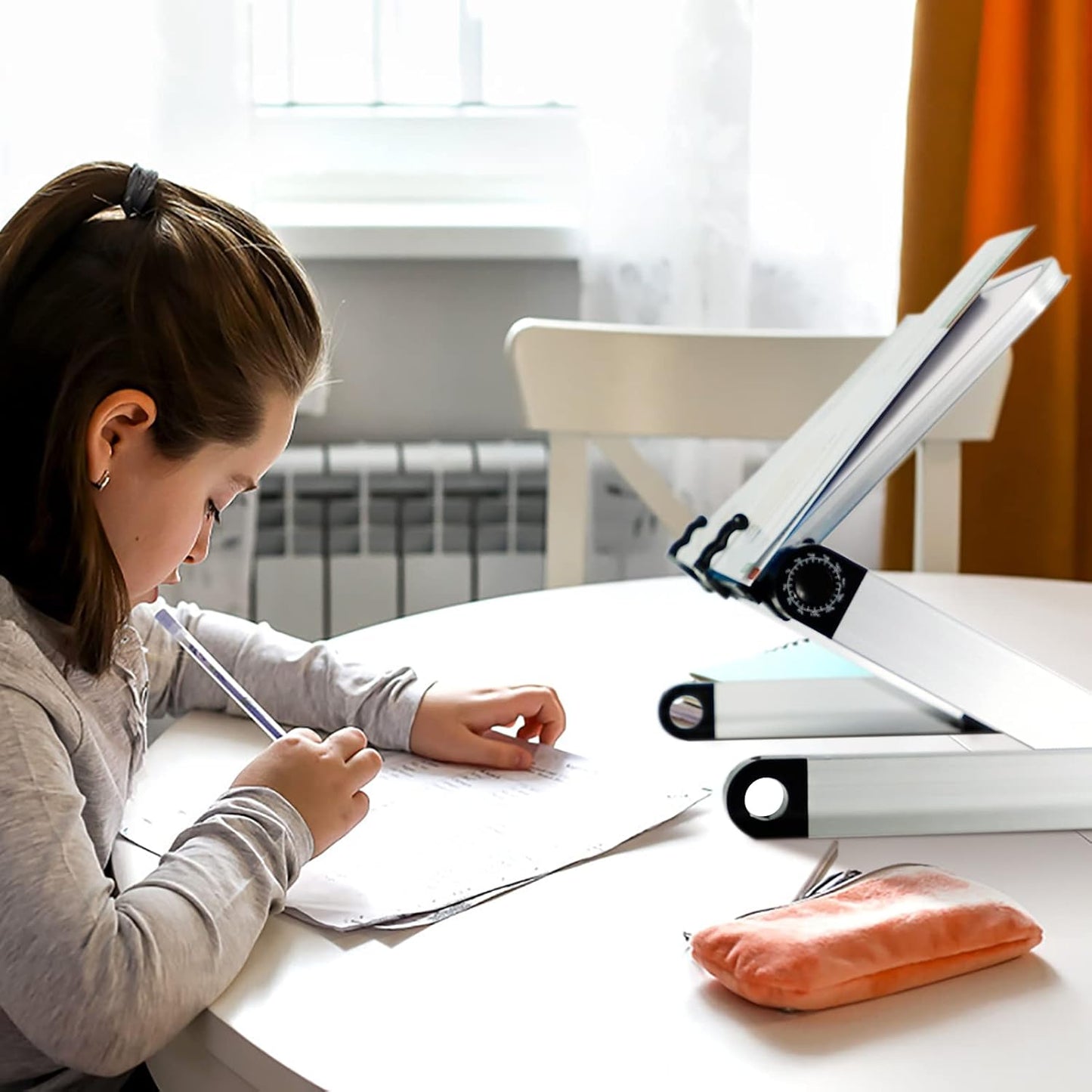 Book Stand Multifunctional Adjustable Laptop Stand Book Holder Tray with Clips Ergonomic Multi Heights Angles Adjustable Cooking Bookstand for Textbook Recipe Magazine Laptop Tablet Portable