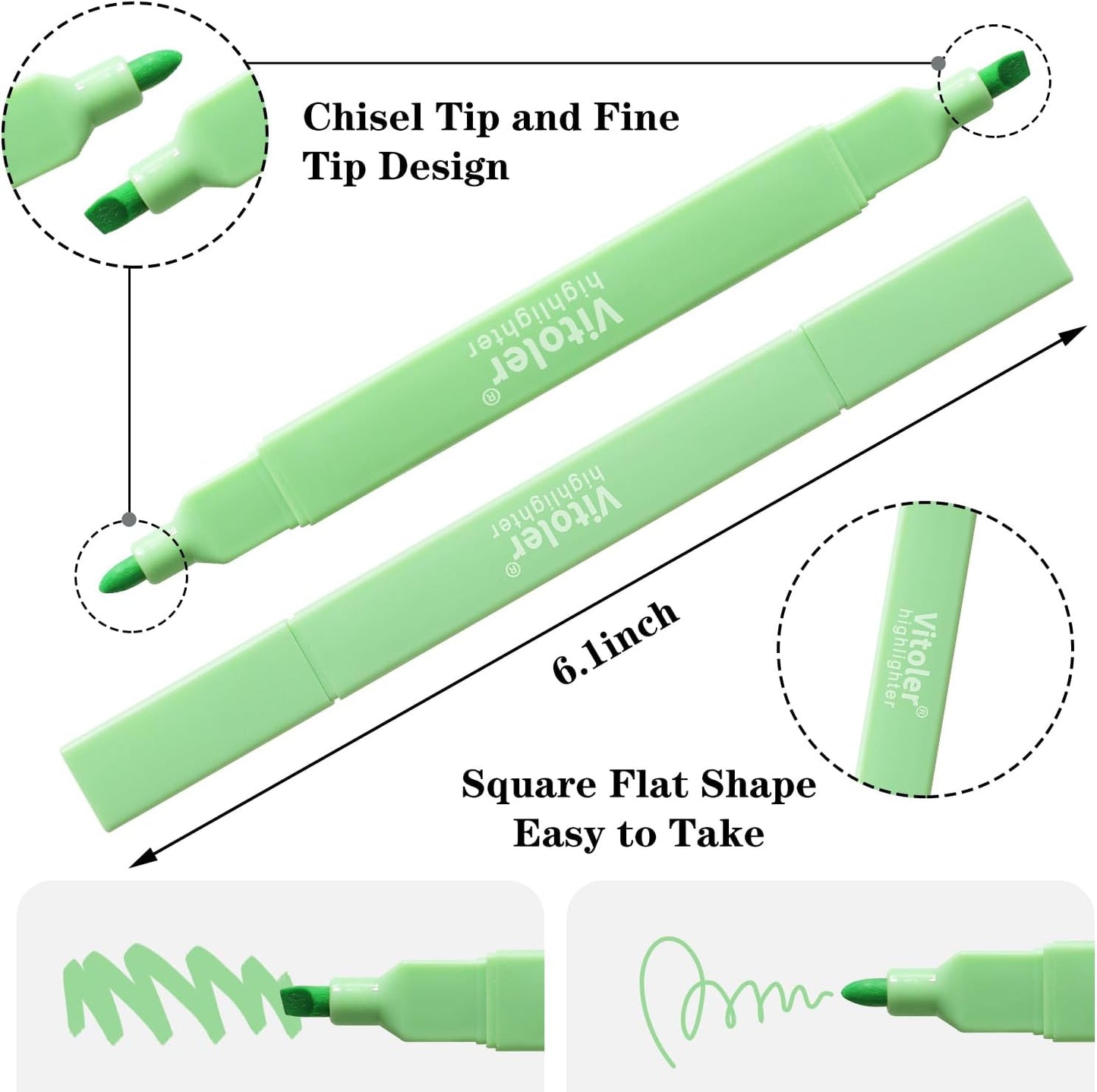 Vitoler Bible Highlighters,8 Pack Pastel Colors Highlighters Set for Book,Double Sided Highlighter for Journaling Supplies and School Accessories