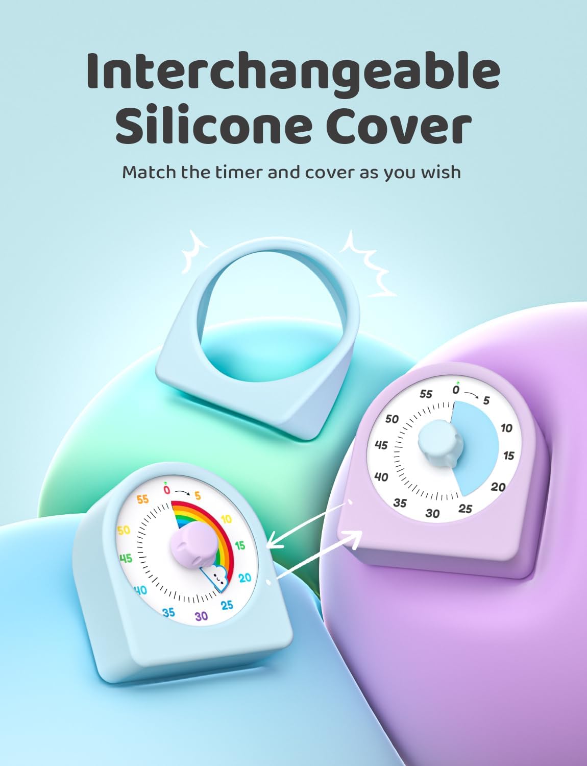 LIORQUE Visual Timer for Kids with Pause Function,Timer for Kids and Adults, Protective Case, Silent Time Management Tool, 60-Minute Countdown for Classroom, Office, Meetings, Study, Kitchen(Blue)