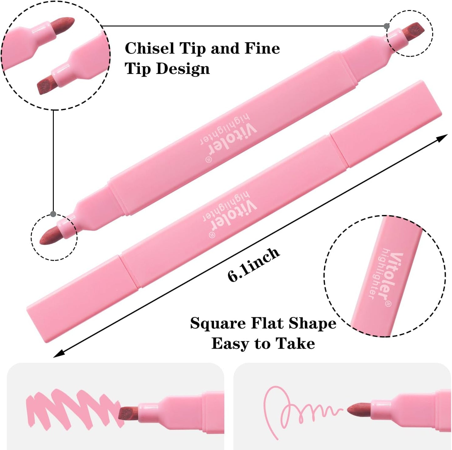 Vitoler Highlighters Assorted Colors,8pcs Dual Tip Pastel Colors Highlighters for Bible Study, Teacher Supplies