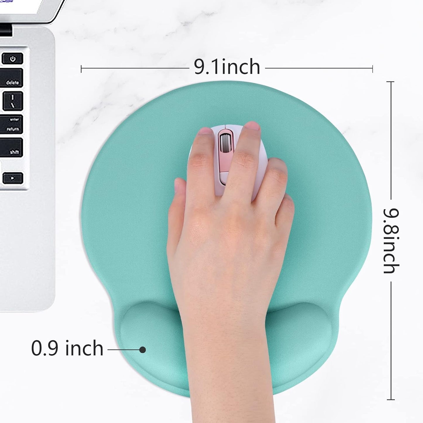 Hsurbtra Ergonomic Mouse Pad with Wrist Rest Support, Gel Mouse Pads with Non-Slip PU Base, Pain Relief Memory Foam Computer Mat, Cute Office Supplies Desk Decro Accessories, Malachite Green