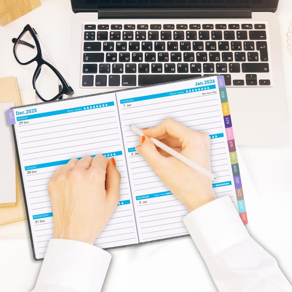 Cheericome Planner 2026-2027, Month Weekly Planner Run JAN 2026 to JUN 2027, 26-27 Planner with Pen Loop, Back Pocket and Stickers, 18 Months Planners, Black Monthly Planners 2026-2027