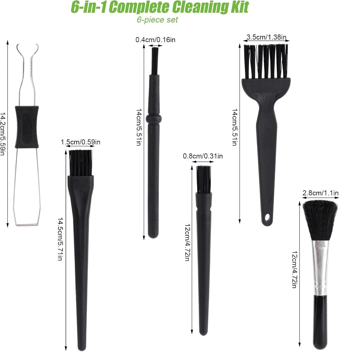 6pcs Keyboard Cleaning Kit, Stainless Steel Keycap Puller & Anti Static Dust Brush Portable Keyboard Cleaning Brushes for Computer Keyboards Camera Motherboard Desk Office Equipment