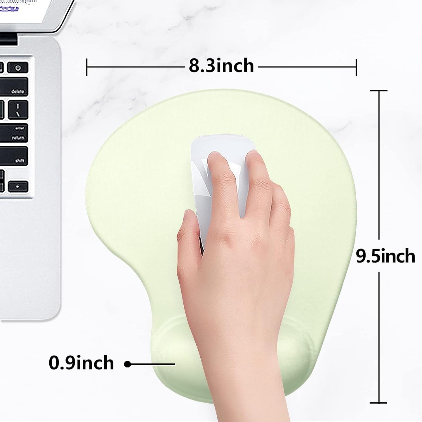 Hsurbtra Ergonomic Mouse Pad with Wrist Rest Support, Gel Mouse Pads with Non-Slip PU Base, Pain Relief Memory Foam Computer Mat, Cute Office Supplies Desk Decro Accessories, Lake Green