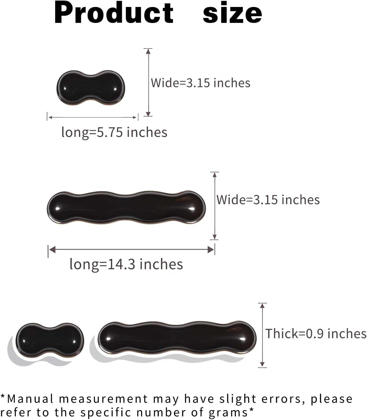 Clear Black Gel Wrist Rest Set for Keyboard & Mouse - Ergonomic Non-Slip Silicone Pads with Cooling Support, 14.3"+5.75" Dual-Size, Hand Washable for Office, Gaming, Study (Pain Relief Gift)