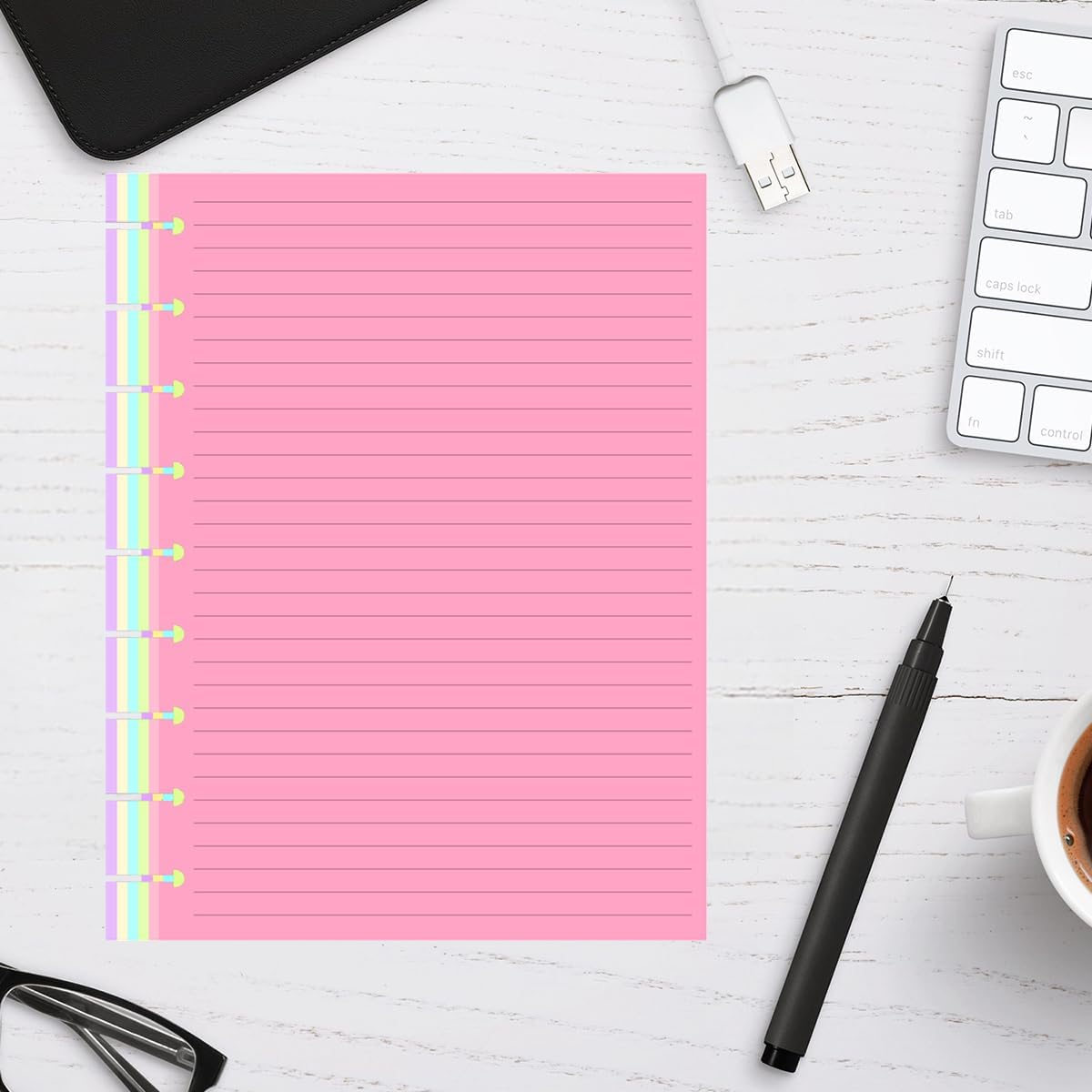 (2-Pack) 9 Disc Lined Refills for Happy Planner, 110 Gsm Loose-leaf Discbound Inserts, 5-Color (Per Color 40 Sheets/80 Pages) planner refills Paper, 200 Sheets/400 Pages, Classic Size 7 x 9.25 Inch