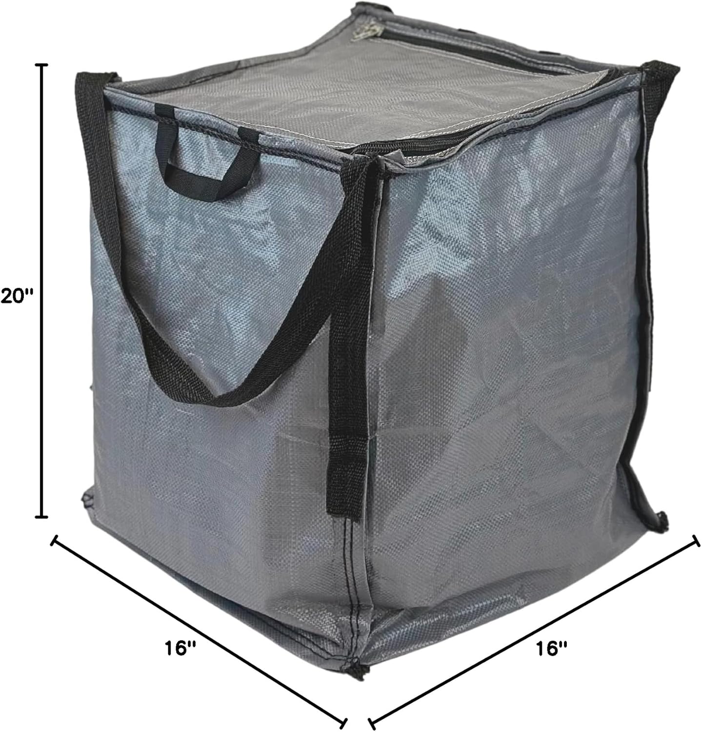 DURASACK Heavy Duty Storage Tote Bag with Zipper Top 22-Gallon Rugged Woven Polypropylene Moving Bag, Reusable Self-Standing Design, Holds up to 500 Pounds, Single, Gray (Pack of 10)