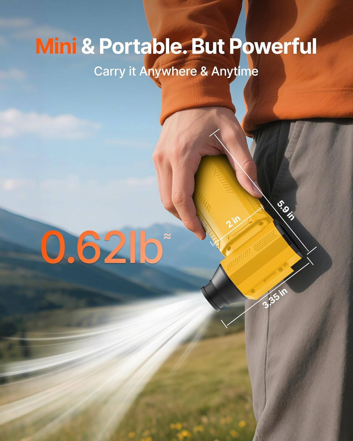 Compressed Air Duster, 130,000RPM Ultra-Powerful Cordless Electric Air Duster with 8000mAh Rechargeable Battery, 4-Gear Adjustable Air Blower for Keyboard, Computer, Car, Home Cleaning - Yellow