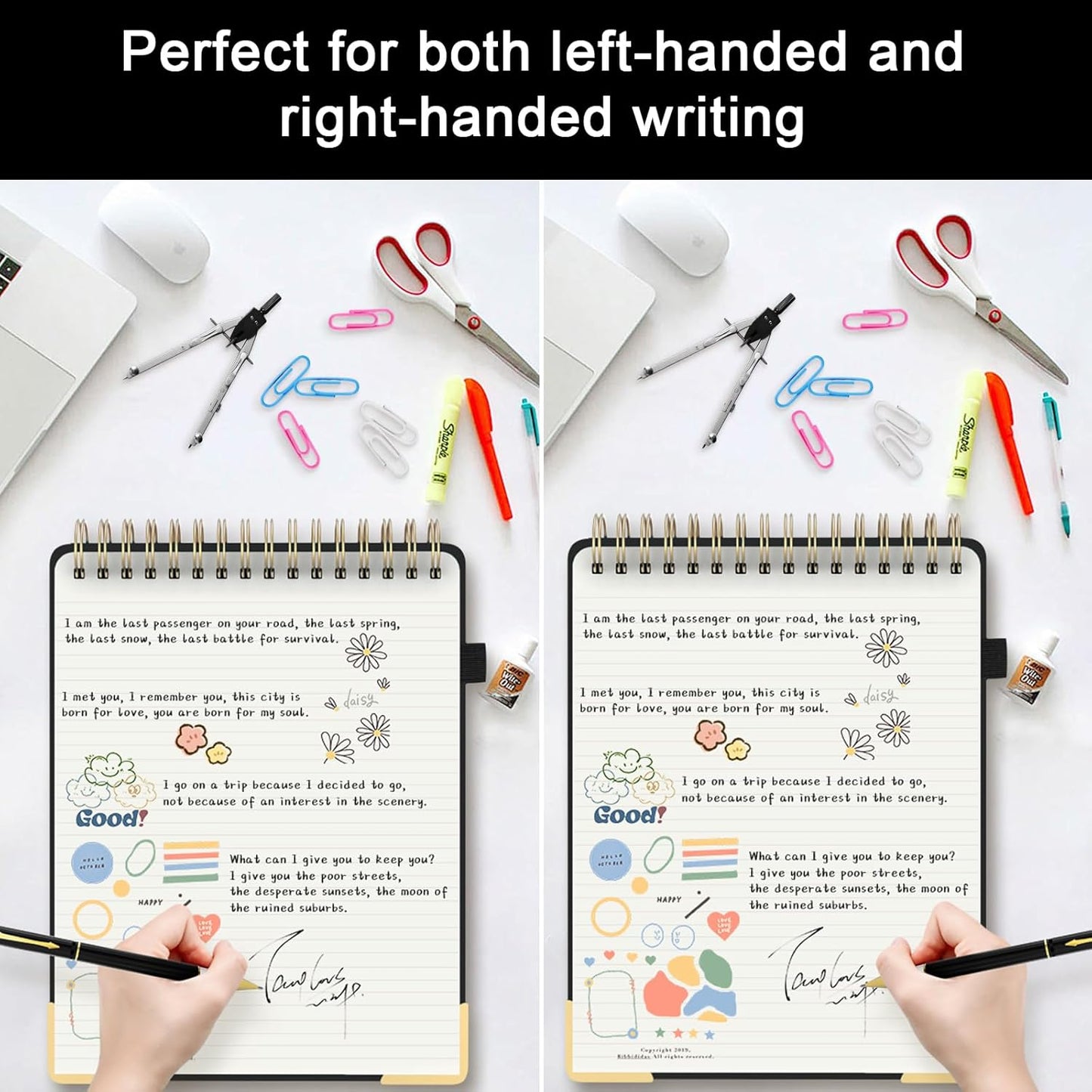 Aesthetic Top Spiral Notebook, A4 Large Linen Hardcover Top Bound Steno Pads, 240 Pages 100gsm Thick Lined Paper Left Handed Notebook Journal for Work, School, Church Writing - Black, 8.5" x 11"