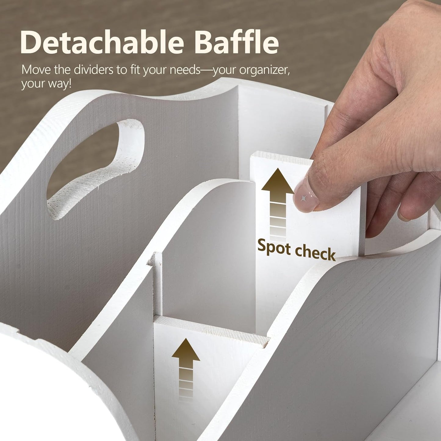 Rebee Vision Pine Wood Mail Organizer for Desk - Charming Farmhouse Countertop Mail Sorter for Office & Home Decor - Wooden Desk Organizer with Drawer for Letters, Files & Magazines(White)