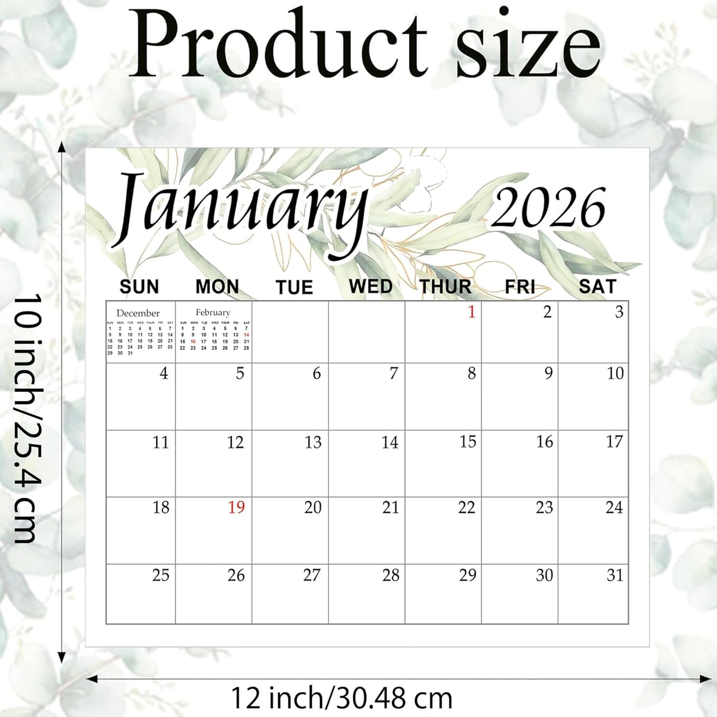 Magnetic Calendar for Refrigerator 2026 Greenery Fridge Wall Monthly Magnet Monthly Fridge Calendars 11.5x13 Inch Daily Calendars for Planning and Organizing (10 * 12 INCH)