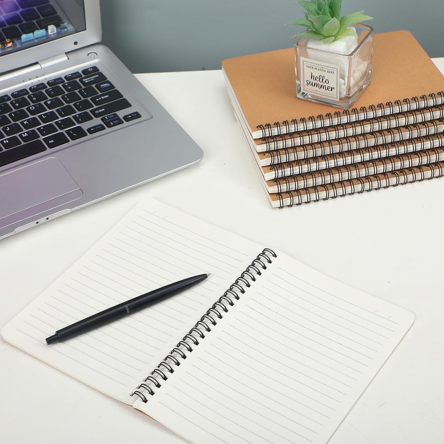 miikoul 150 Packs A5 Spiral Notebooks, 8.3"×5.5", 60 Sheets/120 Pages, Hardcover Lined Journal Notepad Travel Notebooks for Office and Back to School Supplies