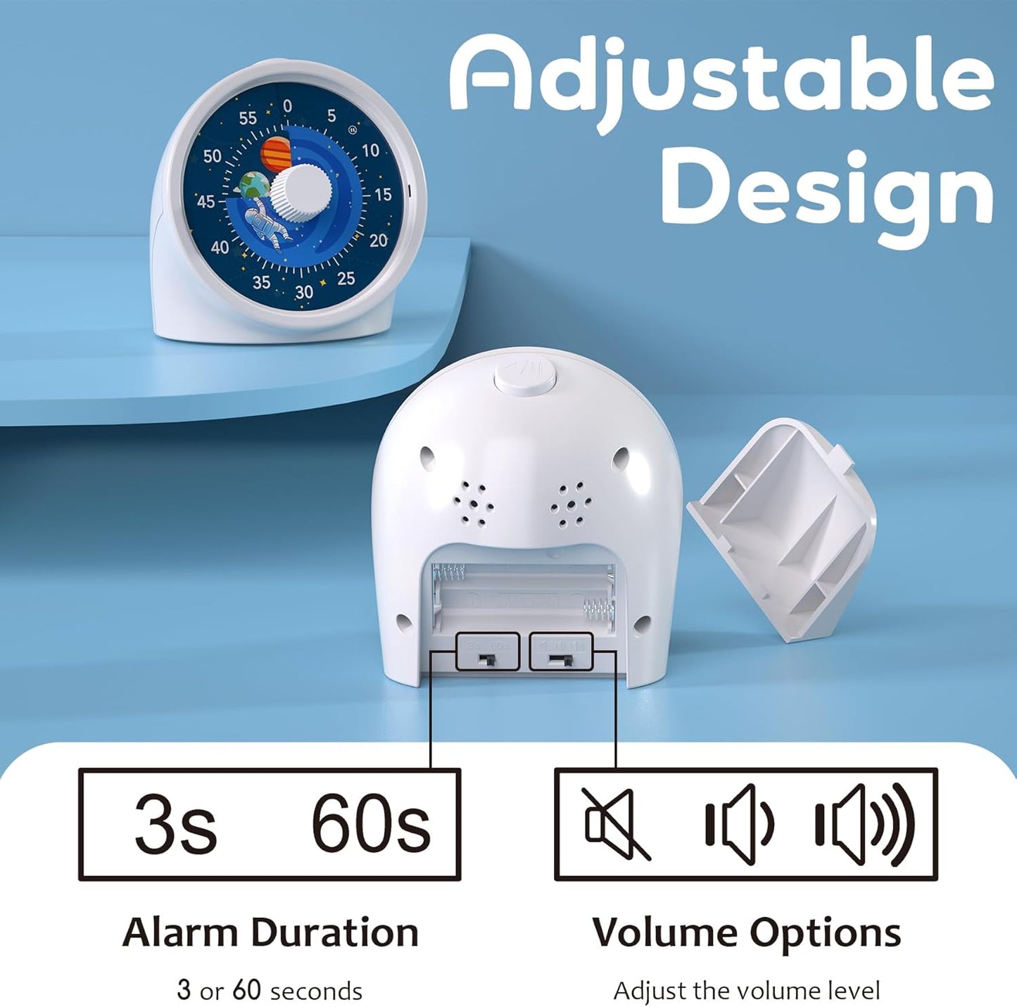 BellMan Visual Timer with Pause Button, 60 Minute Countdown Mercury Timer for Kids and Adults with Silent Operation, Study and Meetings Time Management Tool, Design for Home, Office and Gift,Astronaut