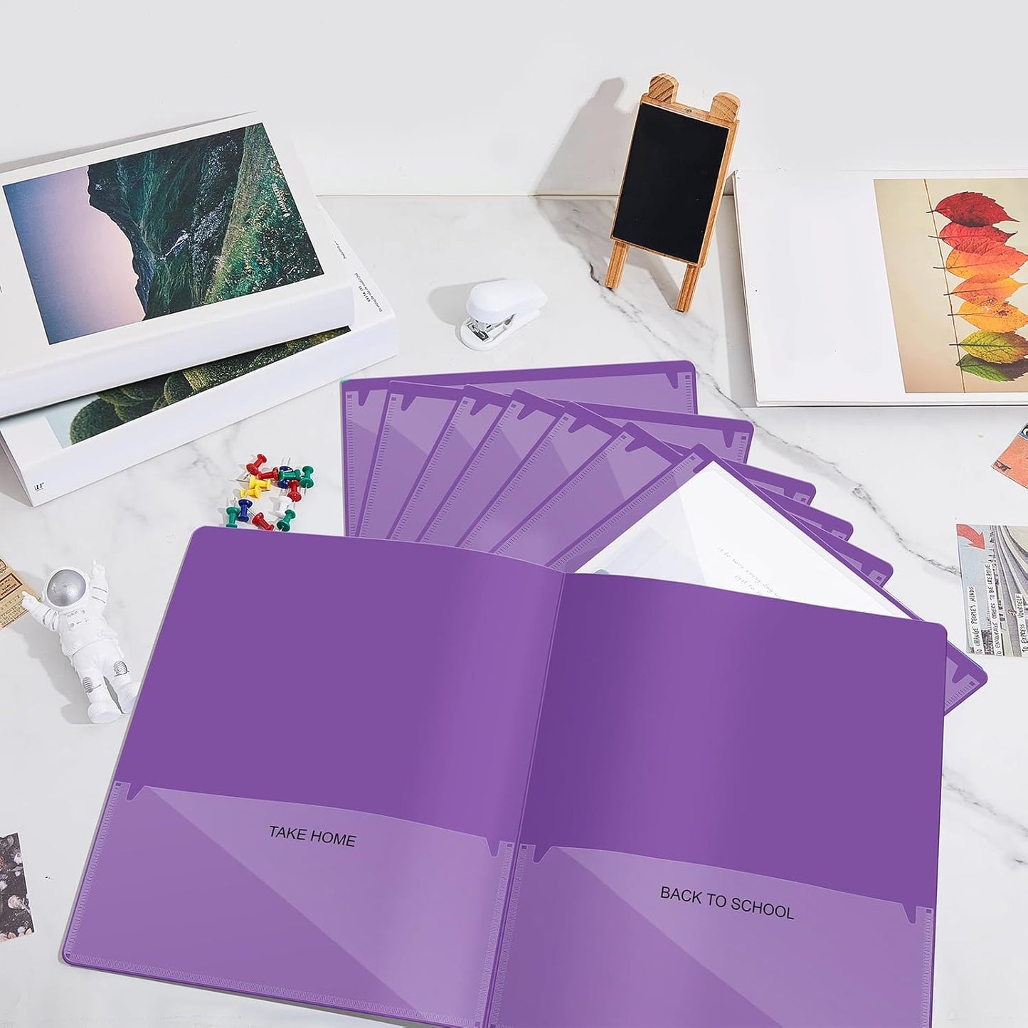 Henoyso 24 Pcs Folders with Pocket School to Home Folder Heavy Duty 2 Pocket Homework Folders with Clear Front Pockets for School Students Parent Teacher Communication (Purple)
