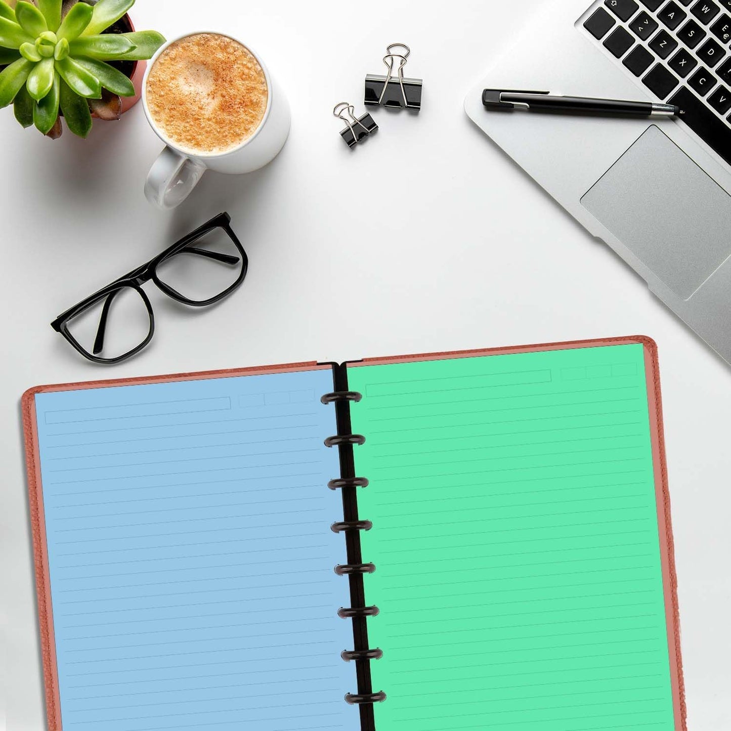 (2 Pack)9 Disc Discbound Refill Paper, Loose Leaf Paper, 9 Disc Prepunched Paper for Happy Planner Inserts, 5 Colors(40 Sheets/C), Total 200 Sheets/400 Pages, College Ruled, 110gsm, 7 X 9.2.5 Inch