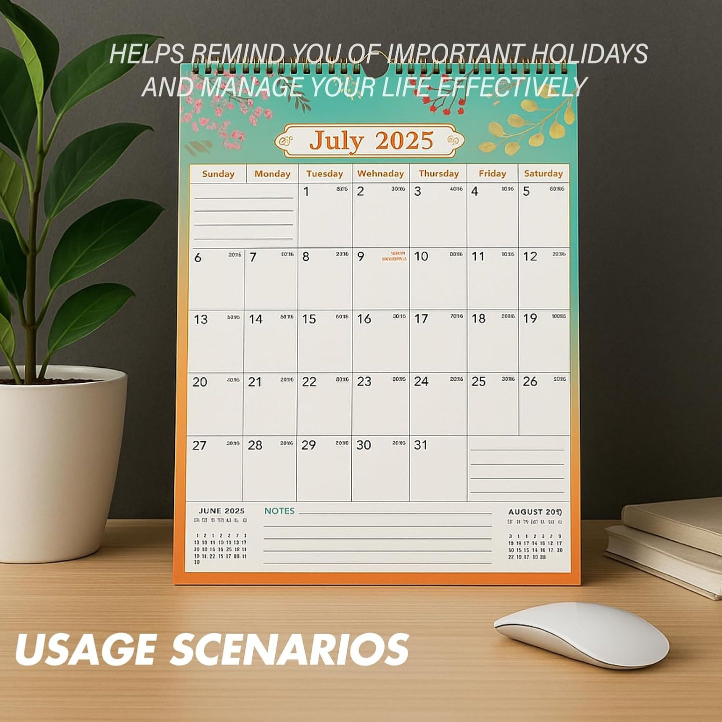 Desk Calendar 2025-2026,18 Month Wall Calendar,17" X 12" Large Desk Calendar,July 2025 To December 2026 Big Calendar Wall, Suitable For Home,School Or Office Calendar For Desk (A)