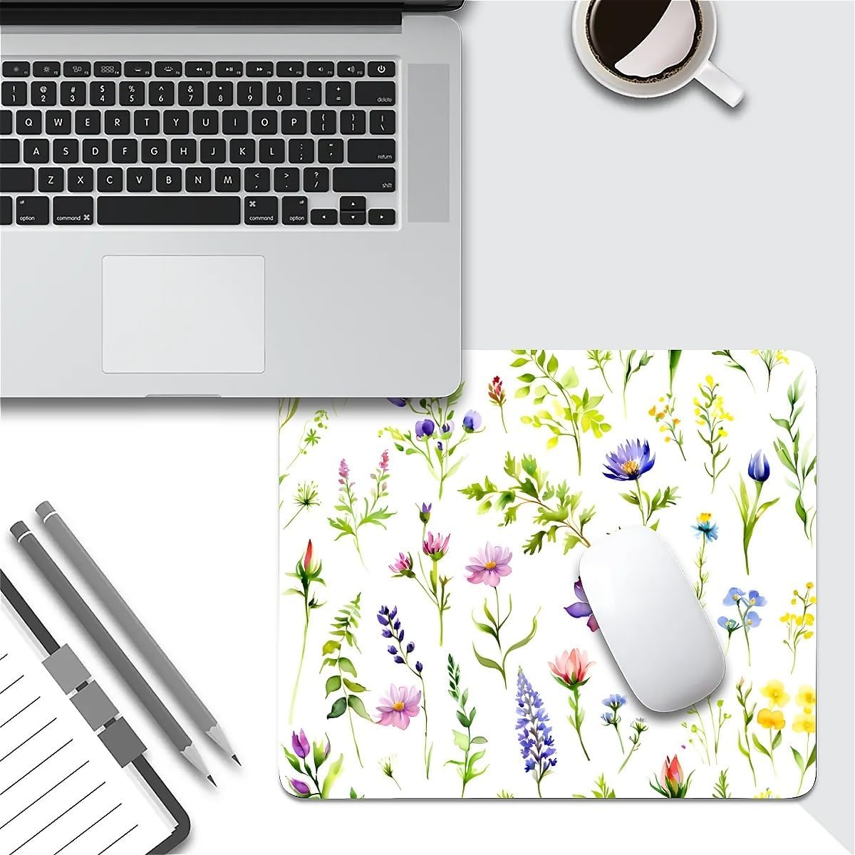 Square Mouse Pad Beautiful Flowers Plants 4, Personalized Premium-Textured Custom Mouse Mat Design, Washable Mousepad Cloth, Non-Slip Rubber Base Computer Mouse Pads for Wireless Mouse