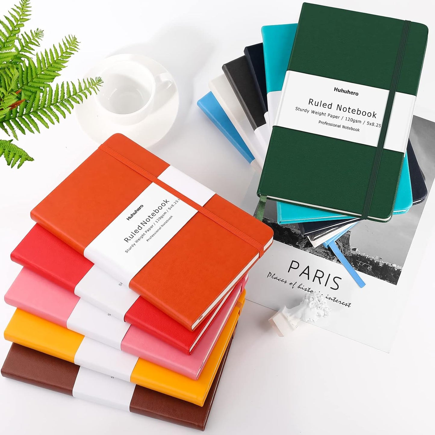 Huhuhero Notebook Journal, Lined Ruled Journal, Hardcover 120Gsm Premium Thick Paper with Faux Leather Notebook for Journaling Writing Note Taking Office School Supplies 5.25"×8.25" (3, Navy Blue)