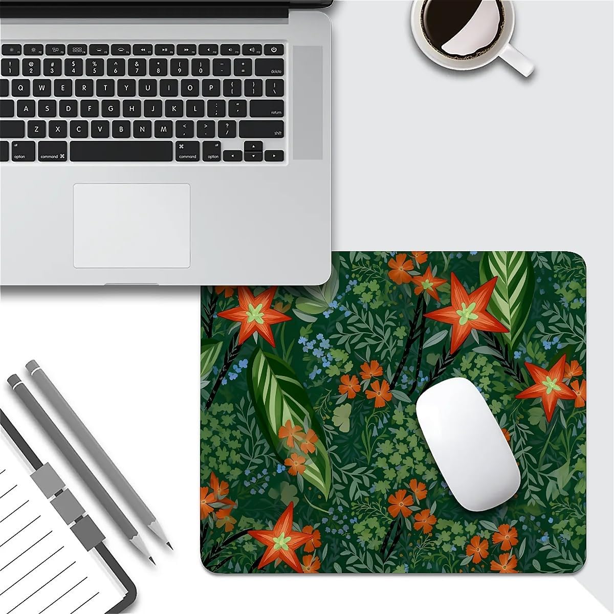 Square Mouse Pad,Custom Small Mousepad with Designs,Non-Slip Rubber Base Gaming MousePads for Computers Laptop Office,9.5"x7.9"x0.12"(240mmx200mmx3mm),Tropical Plant