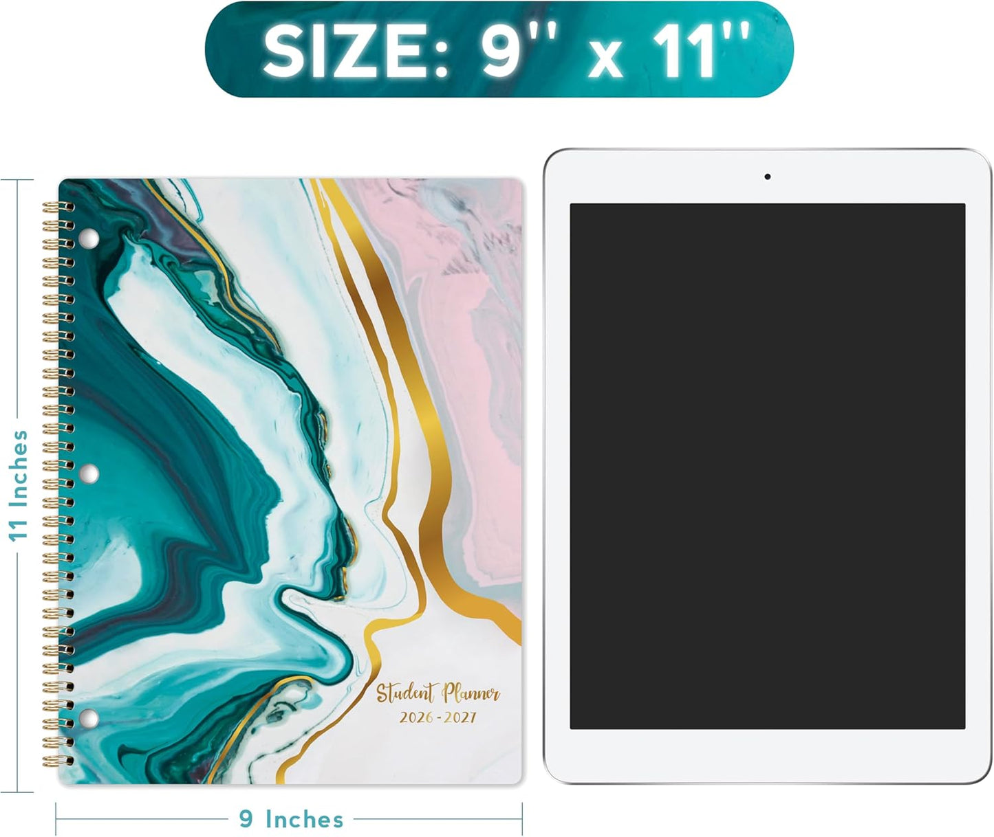 Student Planner 2026-2027 - School Planners with Stickers, July 2026 - June 2027, 8.5" x 11", Academic Planner & Weekly Planners/Agenda, Thick Paper + Holidays + 3-Hole Punched + Twin-Wire - Sea Blue