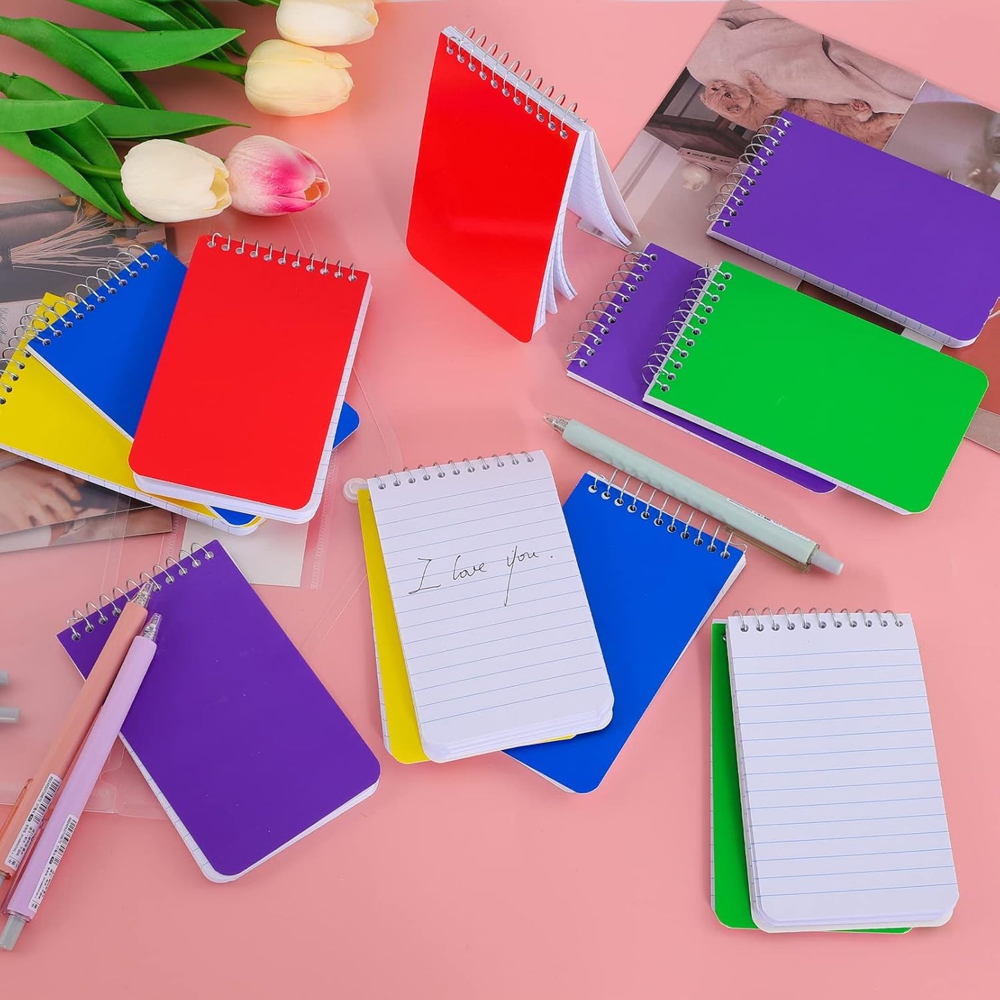 25 Pack Spiral Memo Pads 3x5 Inch,Spiral Memo Books,5 Color Mini Spiral Notepads,Mini Note Pads College Ruled Small Notepad,Top Bound Memo Notepads Pocket Notebook for Home Office School,75 Sheets/Pad