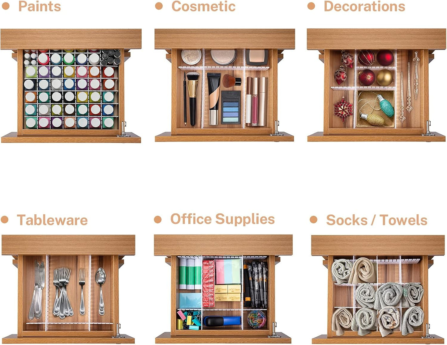 MaidMAX 15pc Drawer Dividers - Adjustable Organizers for Clothes, Underwear, Makeup, Kitchen Utensils & Tools - 16' x 2.7' DIY Dresser Drawer Separators for Bedroom, Kitchen, Office