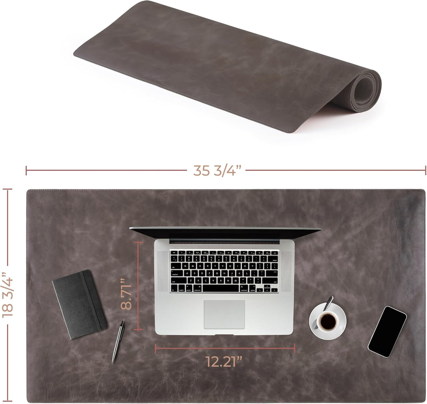 Genuine Leather Desk Mat - Executive Real Leather Desk Pad - Large (18 3/4" X 35 3/4") | Non-Slip Desk Blotter
